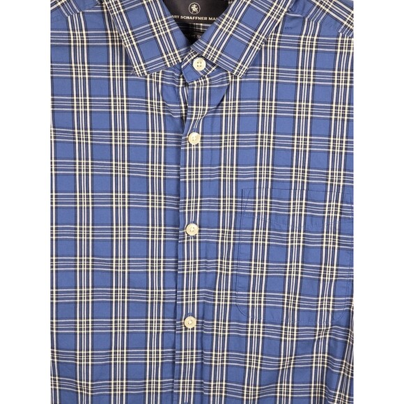 Hart Schaffner Marx Men's Large Blue Plaid Long Sleeve Button Up Shirt - Picture 2 of 7